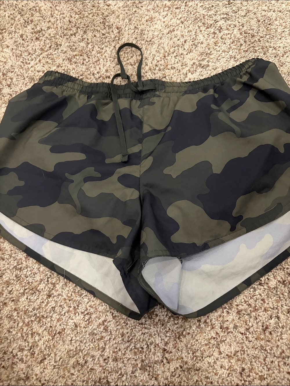 Women’s Camo Running Shorts - Olive Green